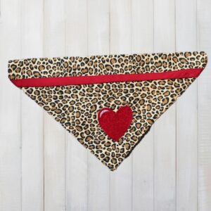Leopard Heart Dog Collar Bandana